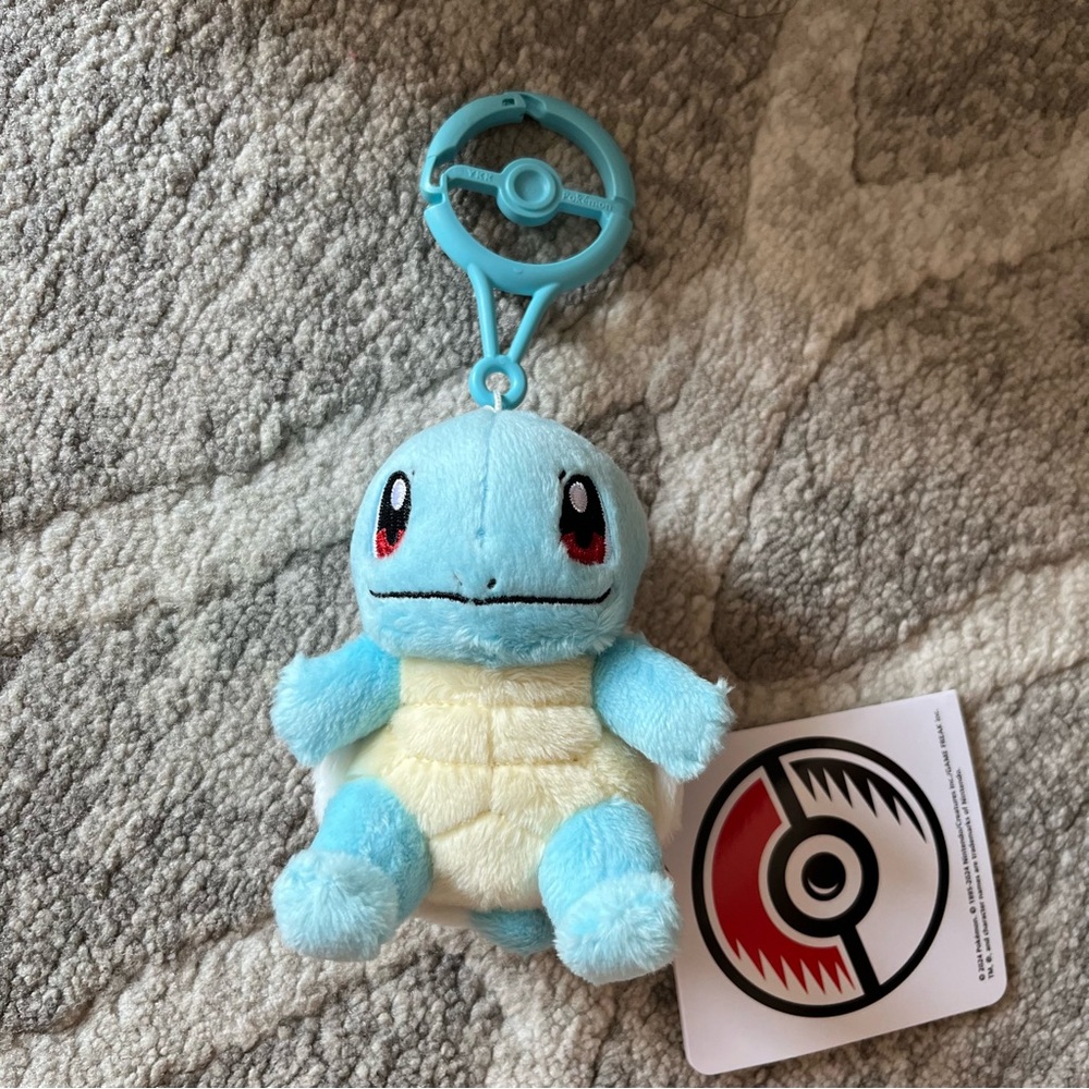 BNWT Pokemon Center Original Squirtle Plush Doll with Carabiner keychain - Picture 3 of 5